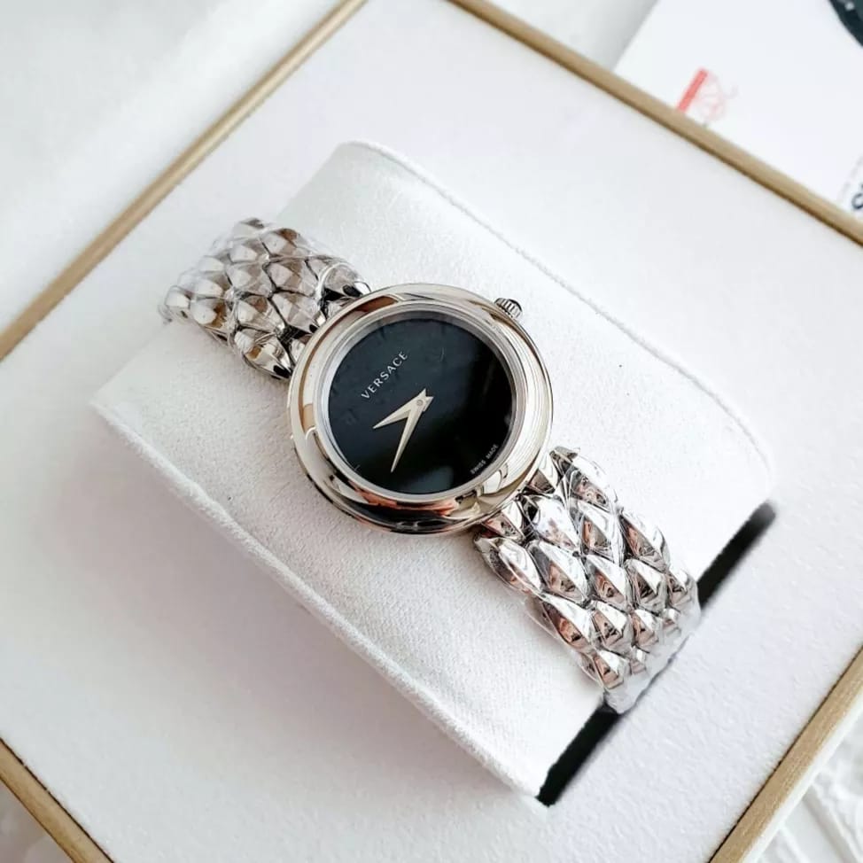  Shop Authentic Versace V-Flare Quartz Black Dial Silver Steel Strap Watch for Women - VEBN00618 - Luxxuri