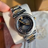  Shop Authentic Versace V-Motif Black Dial Two Tone Steel Strap Watch for Women - VERE00518 - Luxxuri