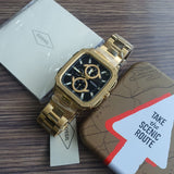  Shop Authentic Fossil Inscription Multifunction Black Dial Gold Steel Strap Watch for Men - BQ2656 - Luxxuri