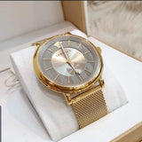  Shop Authentic Versace V Circle Quartz Gold Dial Gold Mesh Bracelet Watch For Men - VBQ070017 - Luxxuri