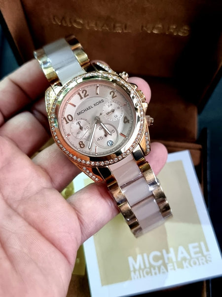  Shop Authentic Michael Kors Blair Chronograph Rose Gold Dial Two Tone Steel Strap Watch for Women - MK5943 - Luxxuri