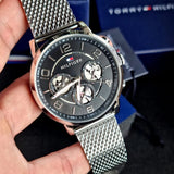  Shop Authentic Tommy Hilfiger Chronograph Black Dial Silver Mesh Bracelet Watch for Men - 1791292 - Luxxuri
