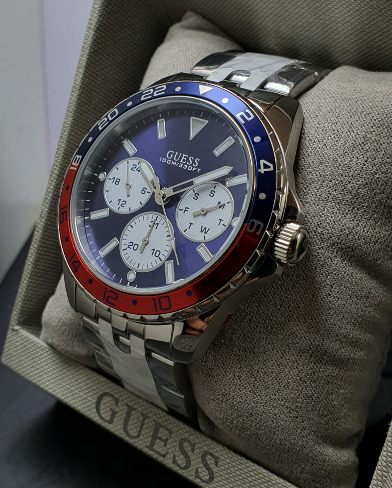  Shop Authentic Guess Odyssey Multifunction Blue Dial Silver Steel Strap Watch For Men - W1107G2 - Luxxuri