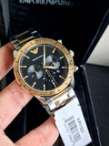  Shop Authentic Emporio Armani Analog Chronograph Black Dial Two Tone Steel Strap Watch For Men - AR11521 - Luxxuri