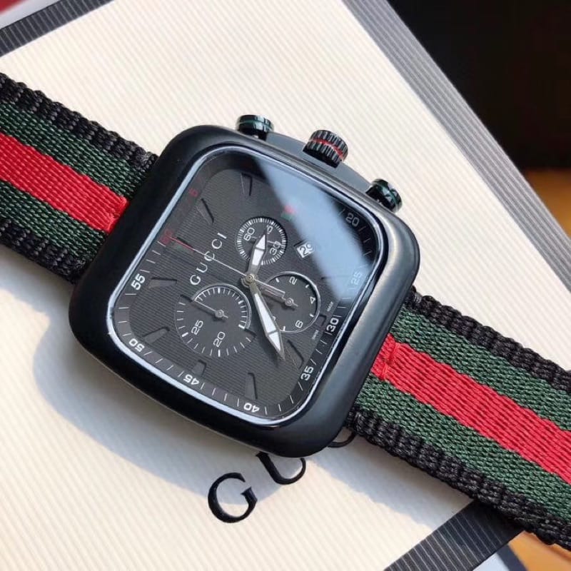  Shop Authentic Gucci Coupe Chronograph Quartz Black Two Tone NATO Strap Watch For Men - YA131202 - Luxxuri