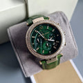  Shop Authentic Michael Kors Parker Chronograph Green Dial Green Leather Strap Watch For Women - MK6985 - Luxxuri