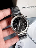  Shop Authentic Emporio Armani Mario Chronograph Black Dial Silver Steel Strap Watch For Men - AR11241 - Luxxuri