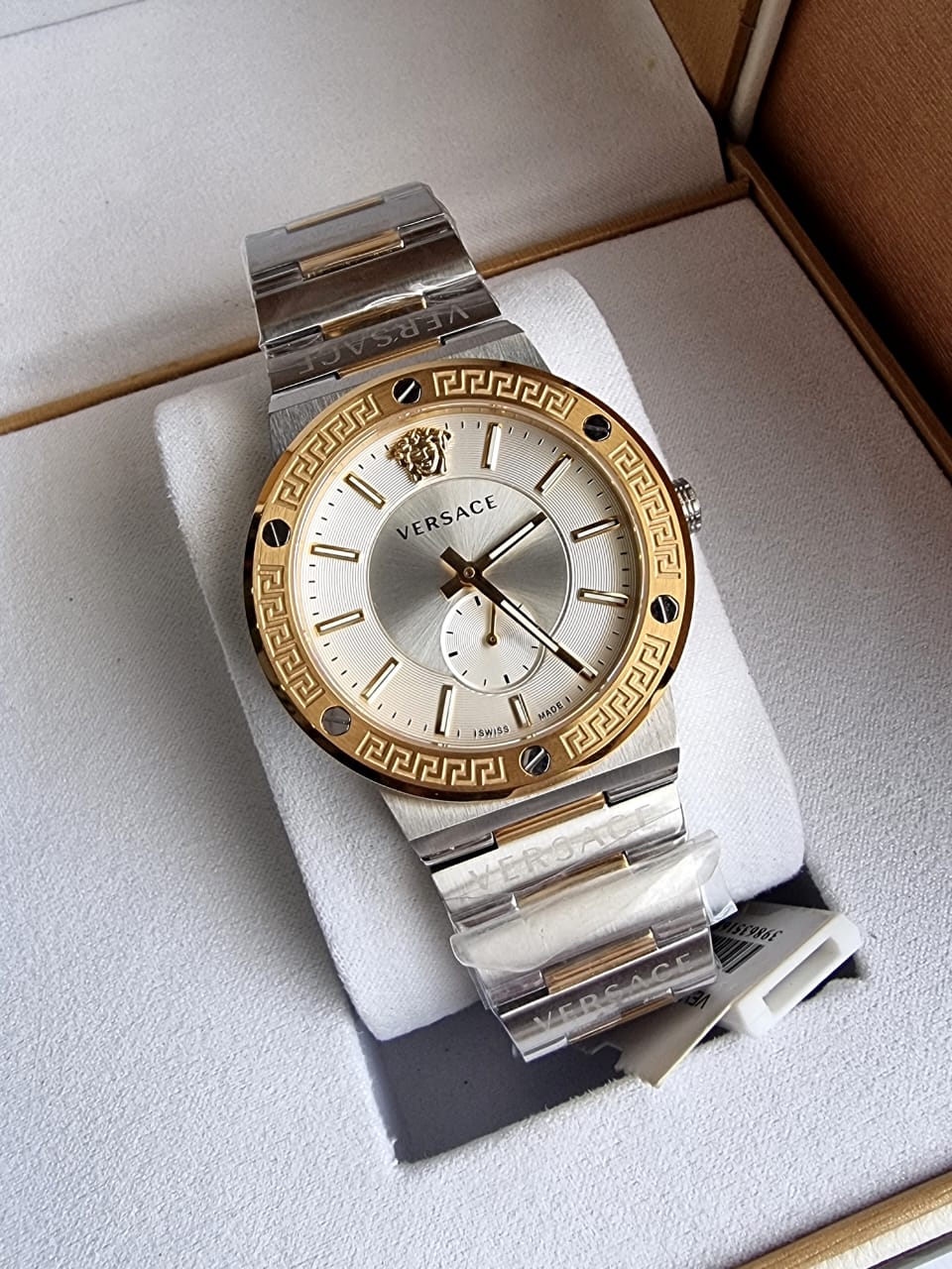  Shop Authentic Versace Greca Silver Dial Two Tone Steel Strap Watch for Men - VEVI00320 - Luxxuri