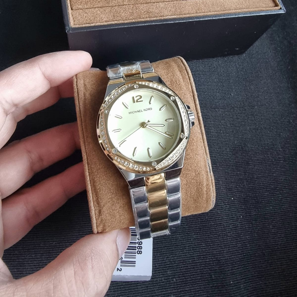  Shop Authentic Michael Kors Lennox Three-Hand Gold Dial Two Tone Steel Strap Watch For Women  - MK6988 - Luxxuri