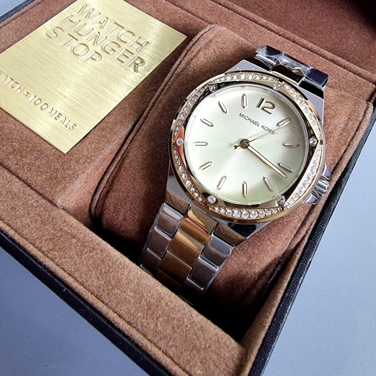  Shop Authentic Michael Kors Lennox Three-Hand Gold Dial Two Tone Steel Strap Watch For Women  - MK6988 - Luxxuri