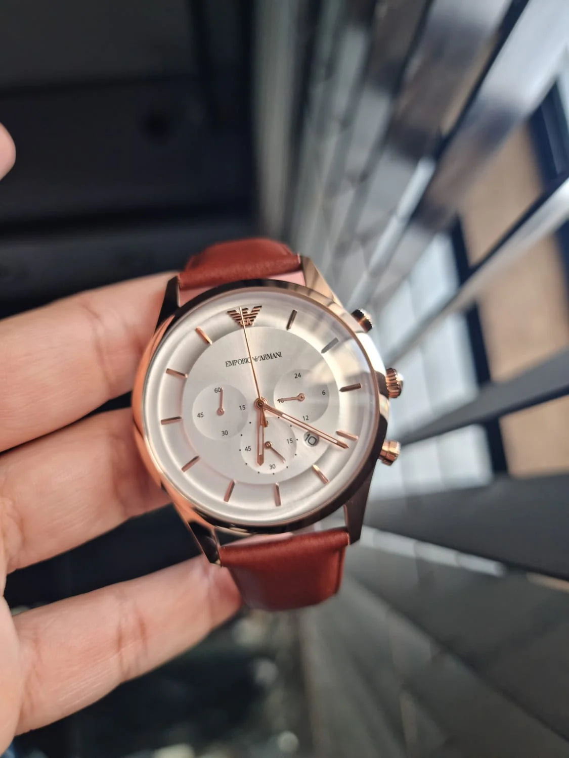  Shop Authentic Emporio Armani Quartz Silver Dial Brown Leather Strap Watch For Men - AR11043 - Luxxuri