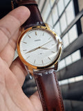  Shop Authentic Fossil The Minimalist White Dial Brown Leather Strap Watch for Men - FS5397 - Luxxuri