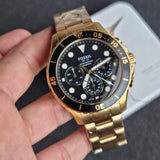  Shop Authentic Fossil FB-03 Chronograph Black Dial Gold Steel Strap Watch for Men - FS5727 - Luxxuri