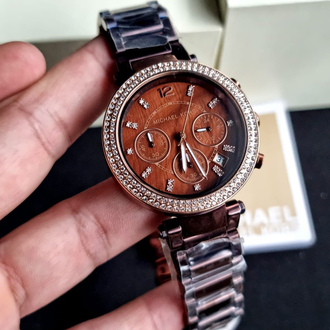  Shop Authentic Michael Kors Parker Chronograph Brown Dial Brown Steel Strap Watch For Women - MK5578 - Luxxuri