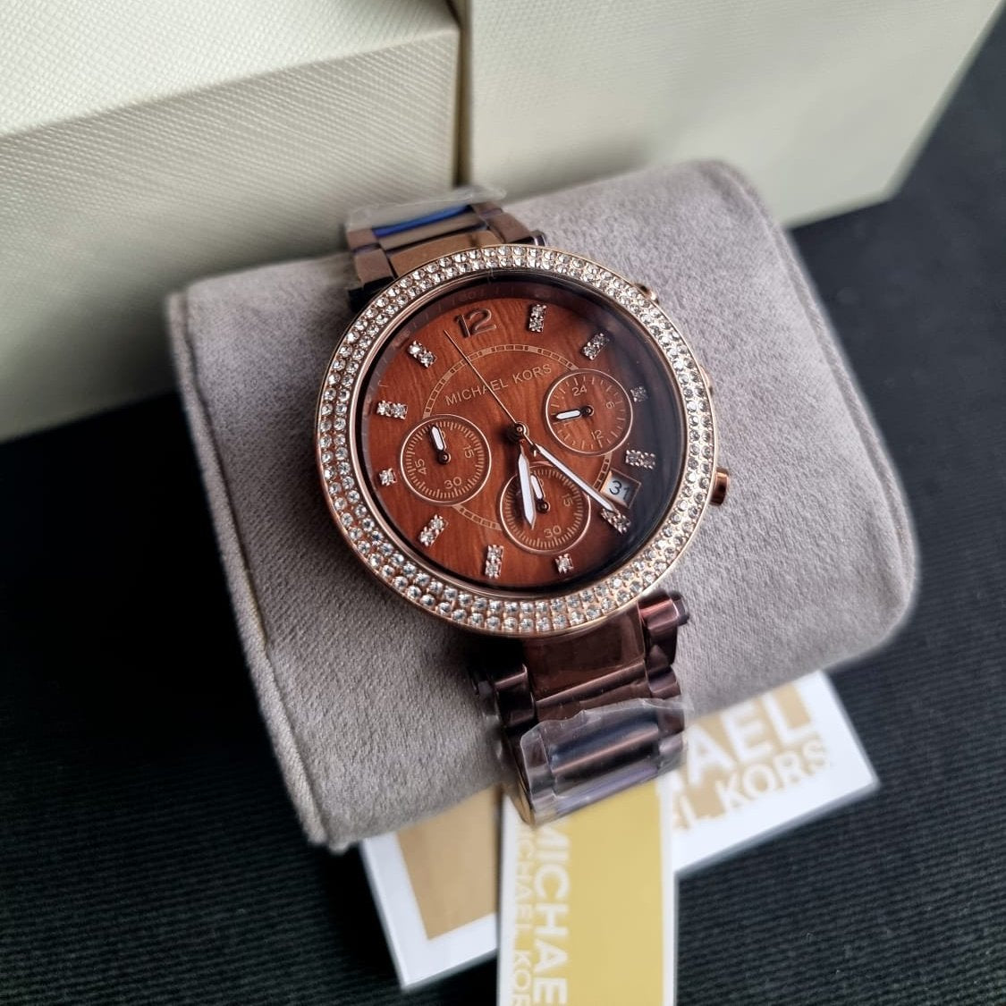  Shop Authentic Michael Kors Parker Chronograph Brown Dial Brown Steel Strap Watch For Women - MK5578 - Luxxuri