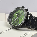  Shop Authentic Emporio Armani Mario Chronograph Green Dial Black Steel Strap Watch For Men - AR11472 - Luxxuri