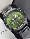  Shop Authentic Emporio Armani Mario Chronograph Green Dial Black Steel Strap Watch For Men - AR11472 - Luxxuri