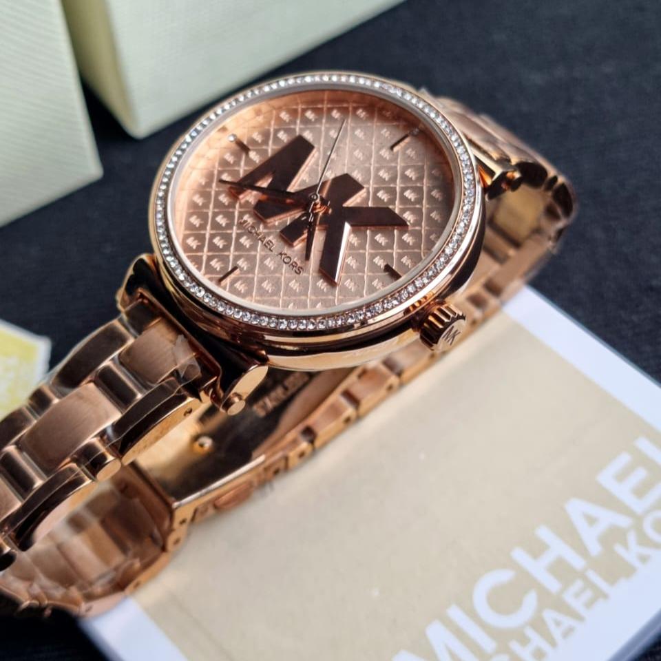  Shop Authentic Michael Kors Sofie Quartz Rose Gold Dial Rose Gold Steel Strap Watch For Women - MK4335 - Luxxuri