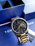  Shop Authentic Tommy Hilfiger Baker Chronograph Black Dial Gold Steel Strap Watch for Men - 1710447 - Luxxuri