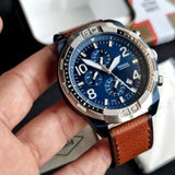  Shop Authentic Fossil Bronson Chronograph Luggage Blue Dial Brown Leather Strap Watch for Men - FS5829 - Luxxuri