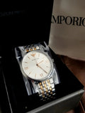  Shop Authentic Emporio Armani Kappa Quartz Silver Dial Two Tone Mesh Bracelet Watch For Men - AR11093 - Luxxuri