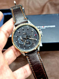  Shop Authentic Tommy Hilfiger Shawn Multifunction Grey Dial Brown Leather Strap Watch for Men - 1791615 - Luxxuri