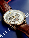  Shop Authentic Tommy Hilfiger Keagan Quartz Silver Dial Brown Leather Strap Watch for Men - 1791291 - Luxxuri