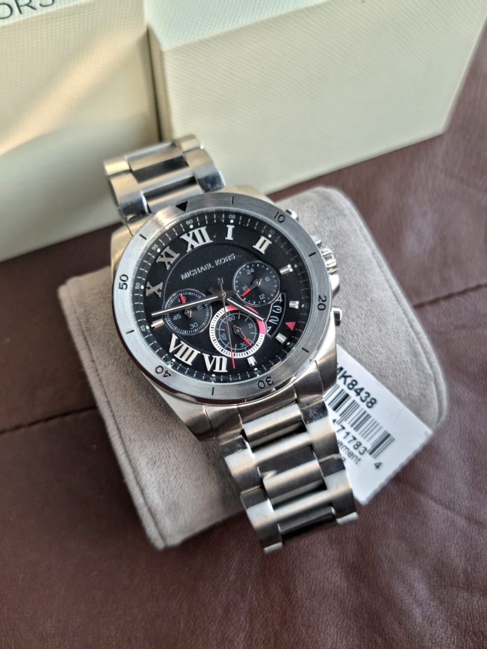  Shop Authentic Michael Kors Brecken Chronograph Quartz Black Dial Silver Steel Strap Watch For Men - MK8438 - Luxxuri