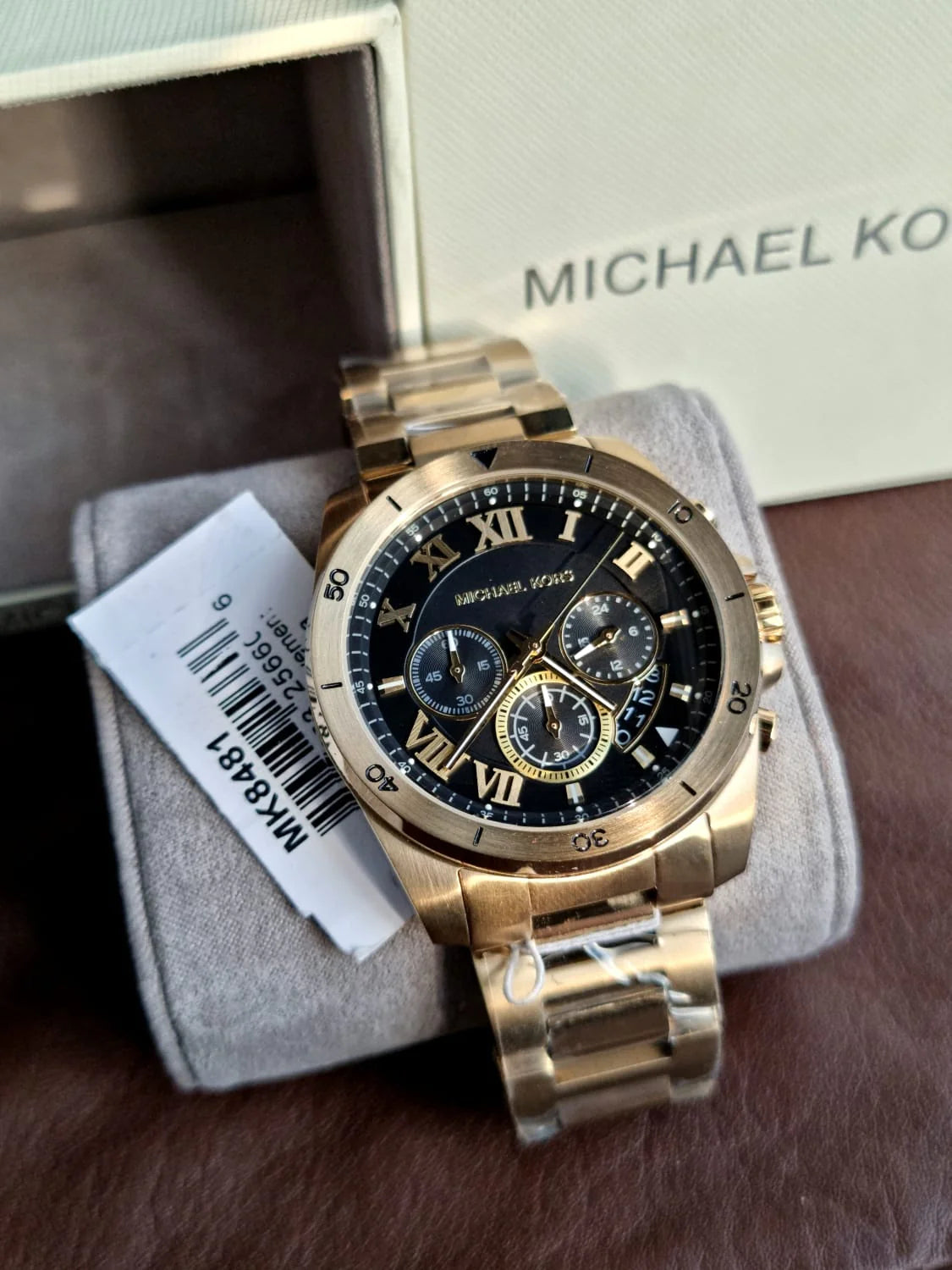  Shop Authentic Michael Kors Brecken Chronograph Quartz Black Dial Gold Steel Strap Watch For Men - MK8481 - Luxxuri