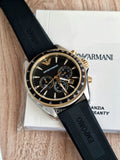  Shop Authentic Emporio Armani Sigma Chronograph lack Dial Black Rubber Strap Watch For Men - AR80003 - Luxxuri