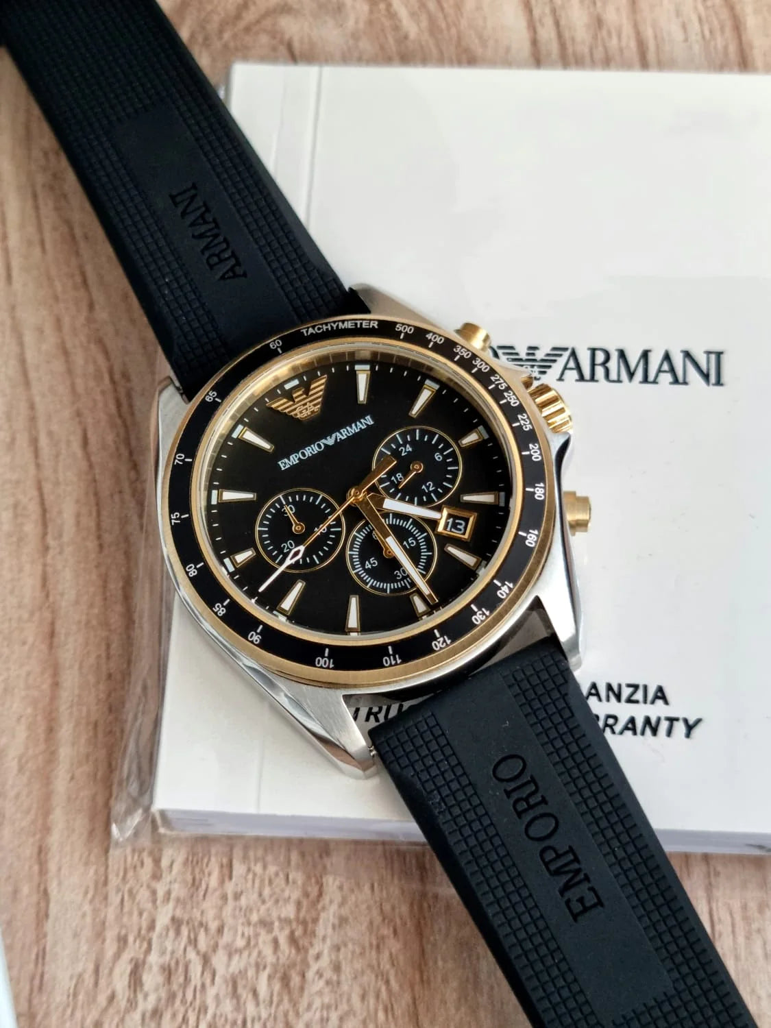  Shop Authentic Emporio Armani Sigma Chronograph lack Dial Black Rubber Strap Watch For Men - AR80003 - Luxxuri