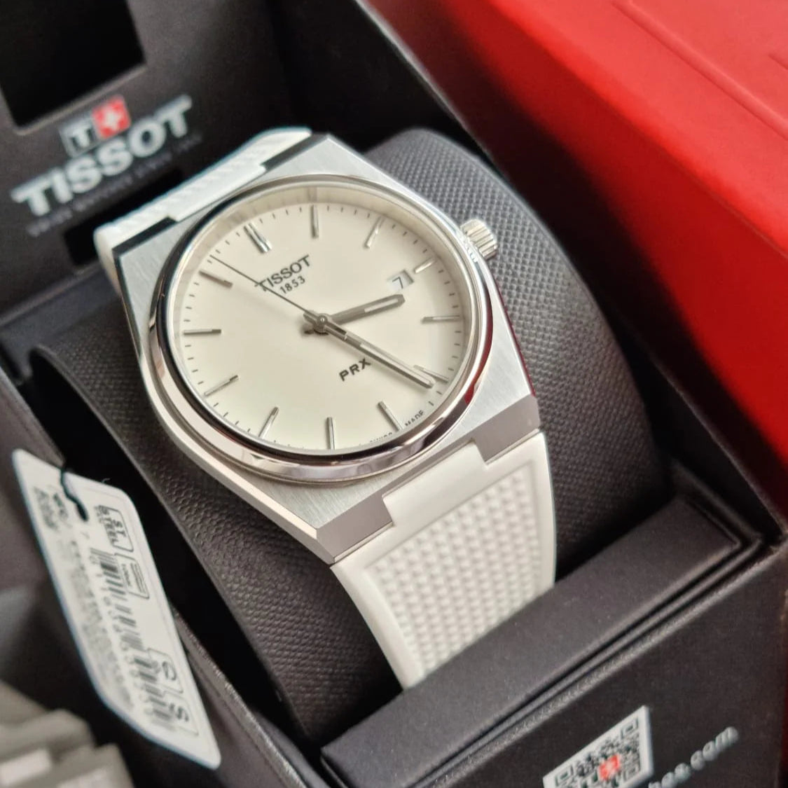 Tissot PRX 40 White Dial White Rubber Strap Watch For Men -  T137.410.17.011.00