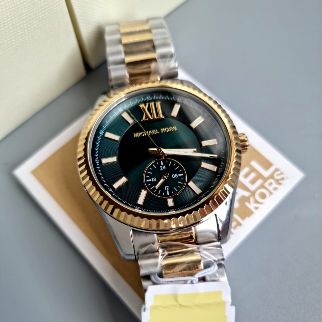 Shop Authentic Michael Kors Lexington Quartz Green Dial Two Tone Steel Strap Watch For Men - MK9063 - Luxxuri