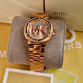  Shop Authentic Michael Kors Lennox Three Hand Rose Gold Dial Rose Gold Steel Strap Watch For Women - MK7230 - Luxxuri
