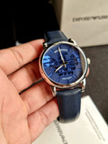  Shop Authentic Emporio Armani Luigi Automatic Blue Dial Blue Leather Strap Watch For Men - AR60030 - Luxxuri