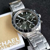  Shop Authentic Michael Kors Layton Chronograph Green Dial Silver Steel Strap Watch For Men - MK8912 - Luxxuri