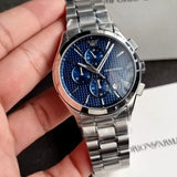  Shop Authentic Emporio Armani Chronograph Blue Dial Silver Steel Strap Watch For Men - AR11528 - Luxxuri