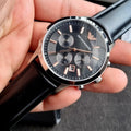  Shop Authentic Emporio Armani Giovanni Analog Black Dial Black Leather Strap Watch For Men - AR11431 - Luxxuri