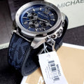  Shop Authentic Michael Kors Brecken Chronograph Blue Dial Blue Rubber Strap Watch For Men - MK8923 - Luxxuri