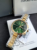  Shop Authentic Emporio Armani Claudio Chronograph Green Dial Two Tone Steel Strap Watch For Women - AR11511 - Luxxuri