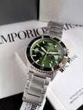  Shop Authentic Emporio Armani Three Hand Green Dial Silver Steel Strap Watch For Men - AR11338 - Luxxuri