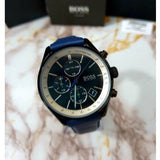  Shop Authentic Hugo Boss Grand Prix Chronograph Black Dial Blue Leather Strap Watch for Men - 1513563 - Luxxuri
