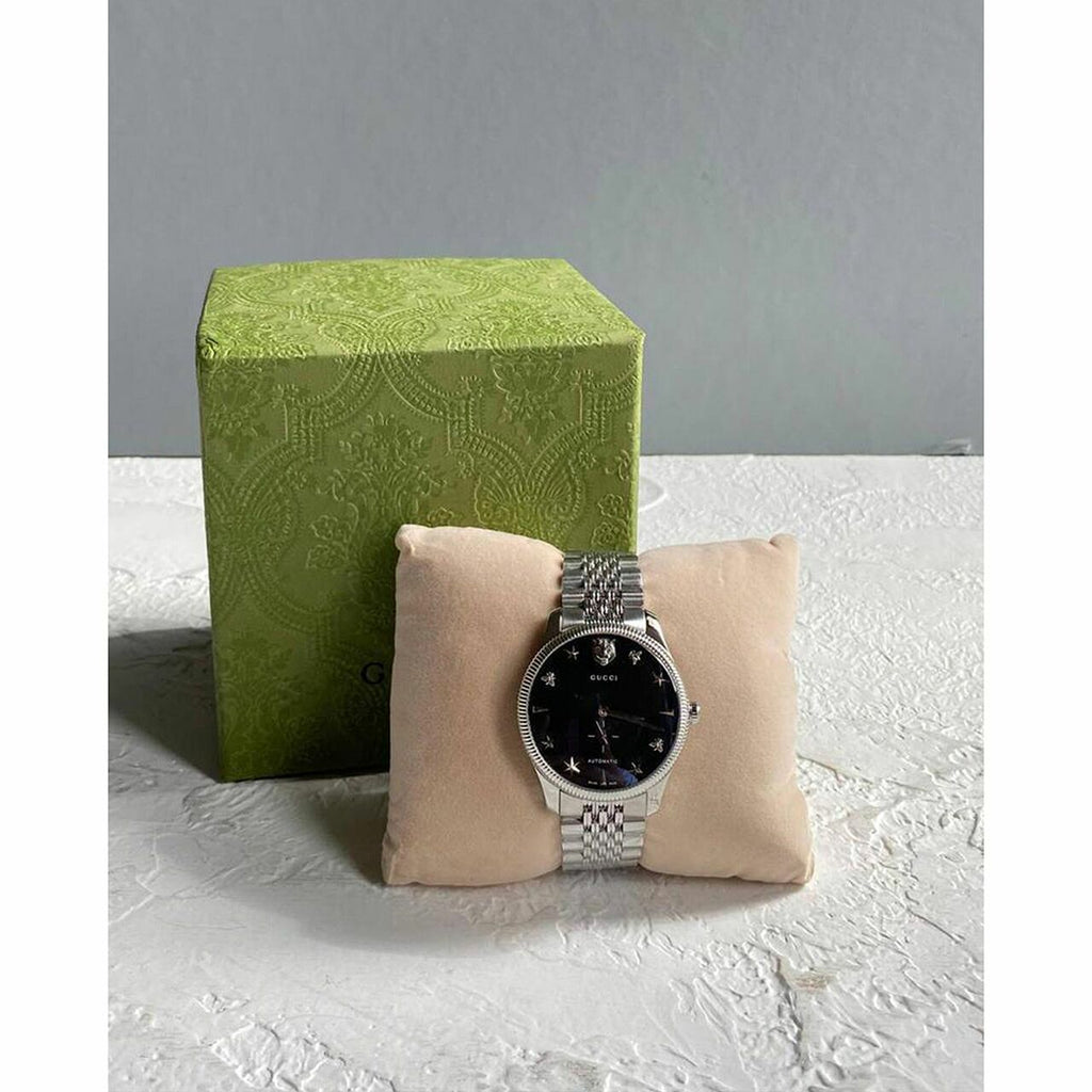  Shop Authentic Gucci G Timeless Automatic Black Dial Silver Steel Strap Watch For Men - YA126353 - Luxxuri