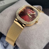  Shop Authentic Guess Quartz Red Dial Gold Mesh Strap Watch For Women - GW0354L4 - Luxxuri