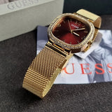  Shop Authentic Guess Quartz Red Dial Gold Mesh Strap Watch For Women - GW0354L4 - Luxxuri