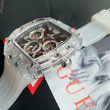  Shop Authentic Guess Phoenix Quartz Burgundy Dial Transparent Silicone Strap Watch For Men - GW0499G9 - Luxxuri