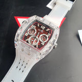  Shop Authentic Guess Phoenix Quartz Burgundy Dial Transparent Silicone Strap Watch For Men - GW0499G9 - Luxxuri