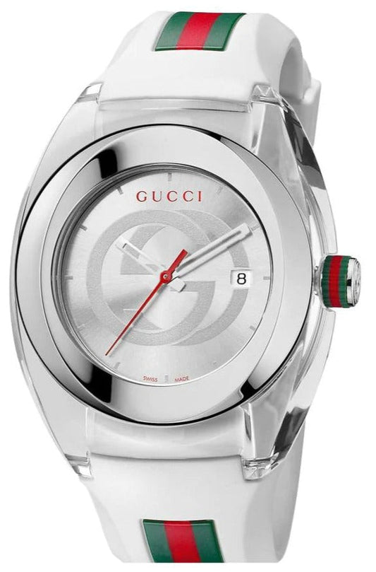  Shop Authentic Gucci SYNC XXL White Dial White Rubber Strap Watch For Men - YA137102 - Luxxuri