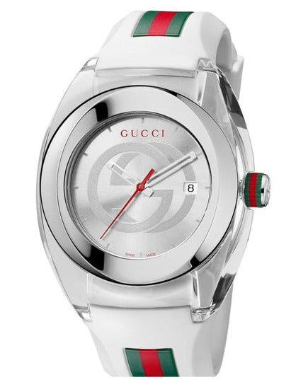  Shop Authentic Gucci SYNC XXL White Dial White Rubber Strap Watch For Men - YA137102 - Luxxuri