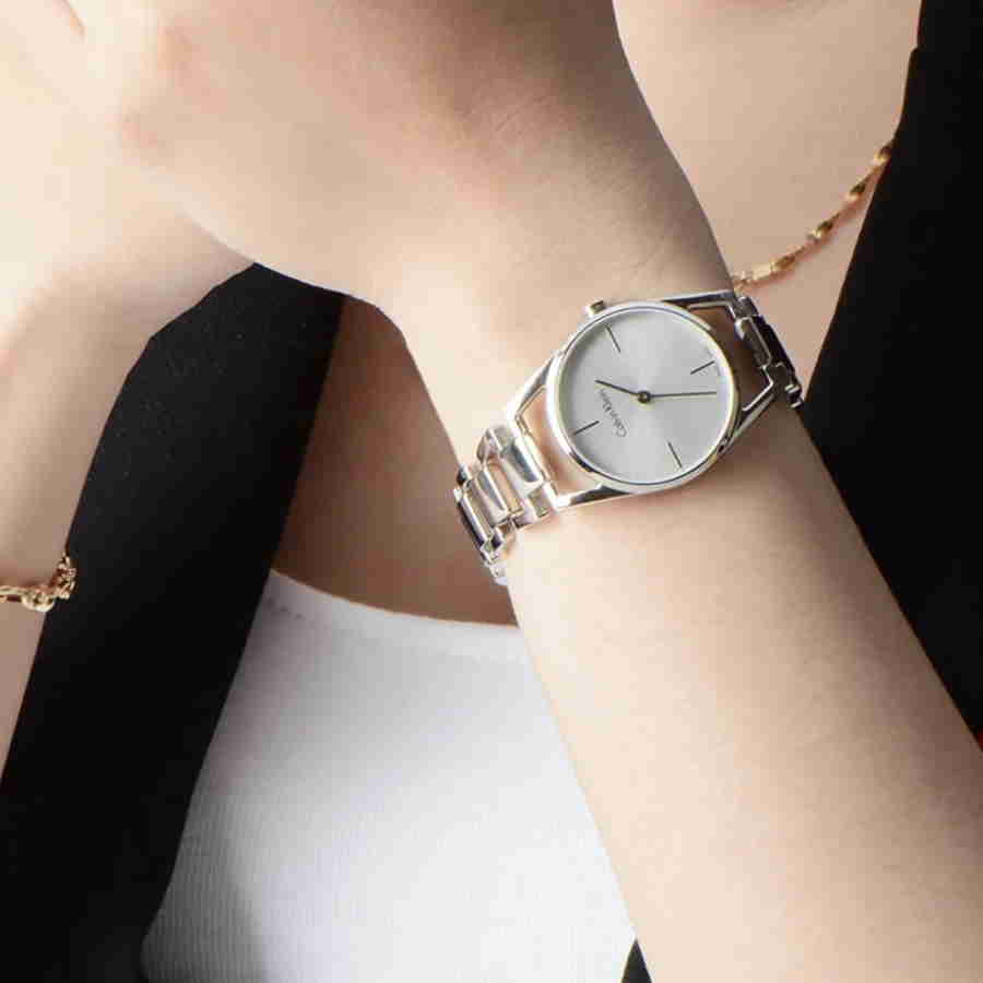  Shop Authentic Calvin Klein Dainty Silver Dial Silver Steel Strap Watch for Women - K7L23146 - Luxxuri